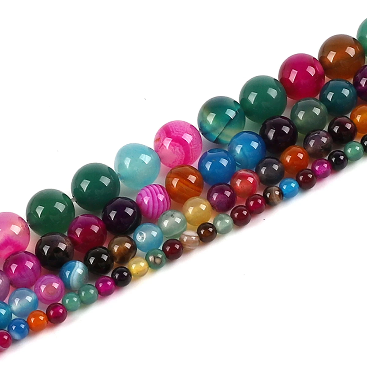 Natürliche Achat-Steinperlen, bunte runde lose Abstandsperlen für die Schmuckherstellung, DIY-Armbänder, Halsketten-Zubehör – Detail 1