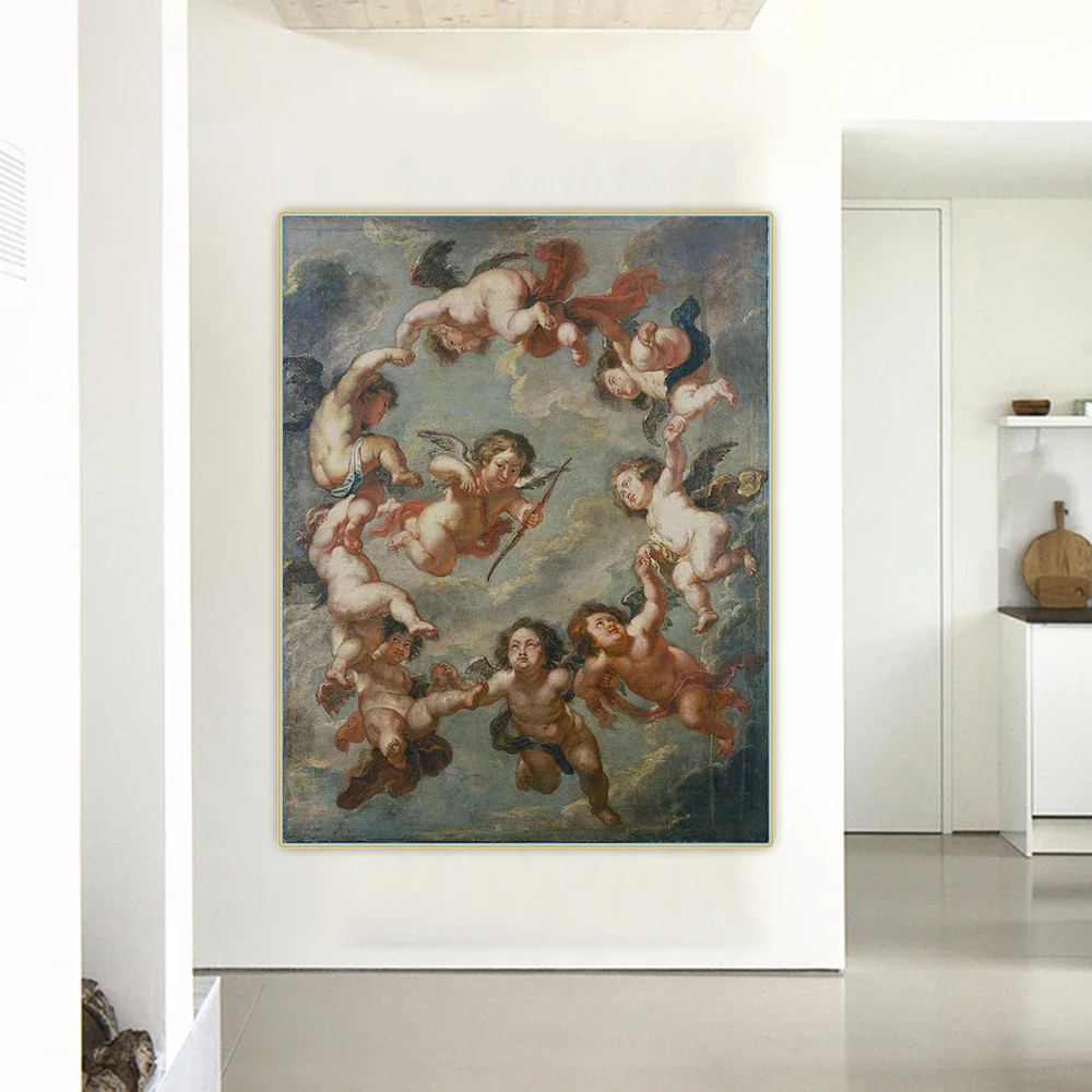 Citon Peter Paul Rubens《Putti - a ceiling decoration》Canvas Art Oil Painting Artwork Picture Wall Hanging Decorations Home Decor