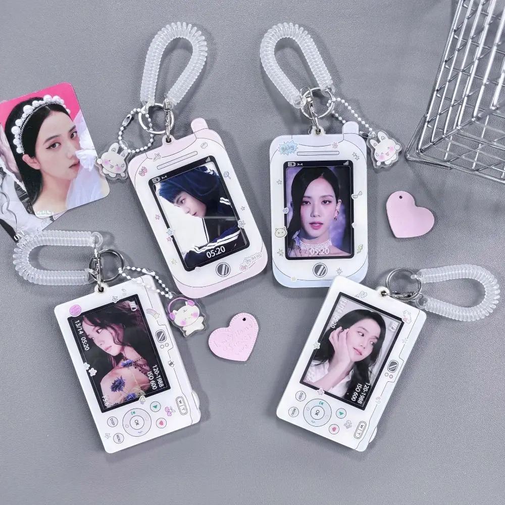 Acrylic Kpop Photocard Holder Keychain ID Bus Cards Protective Case Idol Photo Card Sleeves Phone Frame Kpop Packaging Supplies