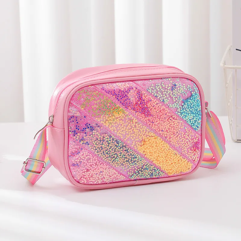Girls Rainbow Sequins Crossbody Bag Children Cute Shoulder Bag 2026