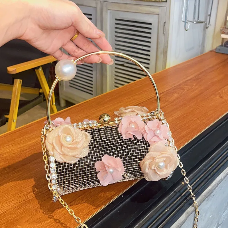 

Clutch Purse Luxury for Women Pearl Crossbody Bag Metallic Diamond Handbag Evening Bag Large Capacity Women's Purse Wedding Bag