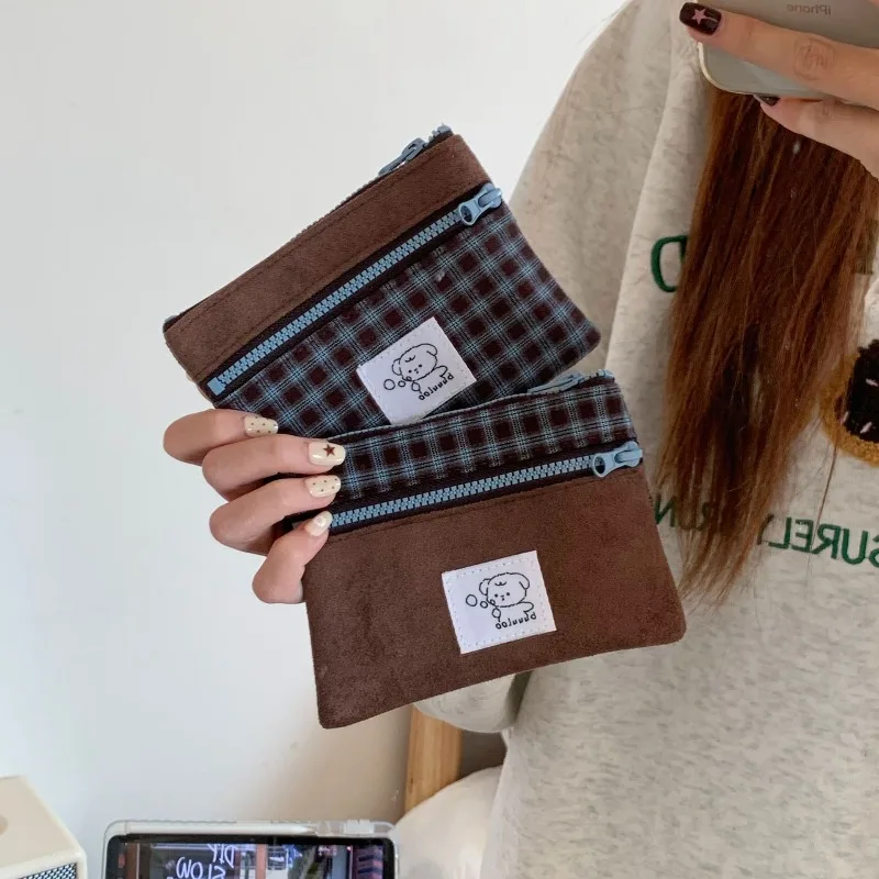 Double Layer Card Holder for Women, Vintage Patchwork ID Case Coin Purse, Korean Style Portable Storage Wallet