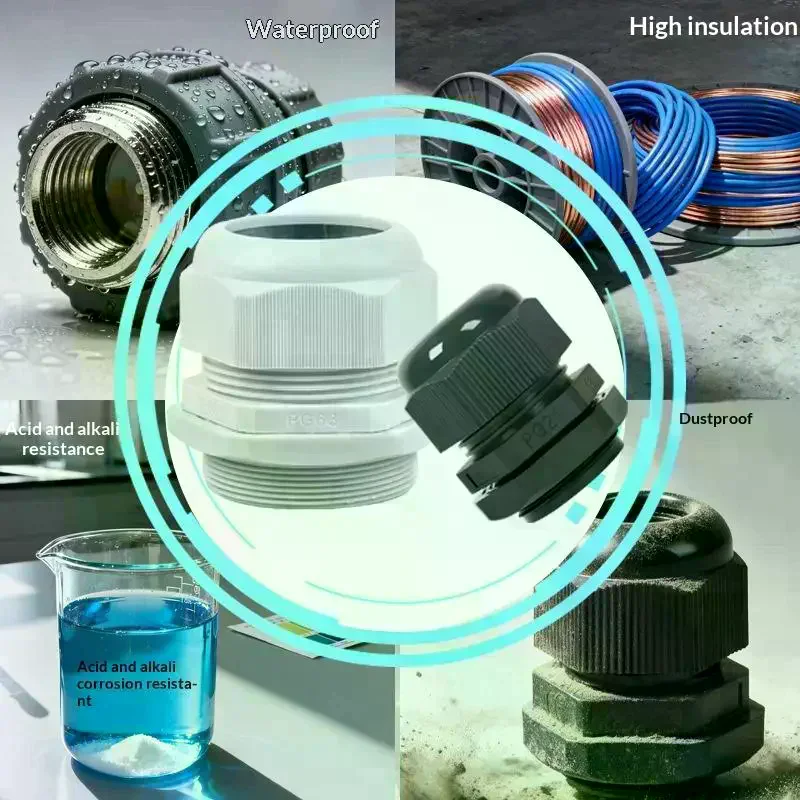 10PCS Waterproof Cable Gland PG7 PG9 Black White Plastic Seal Joint Nylon IP68 Cable Fixing Nylon Connector For Electrica Wire