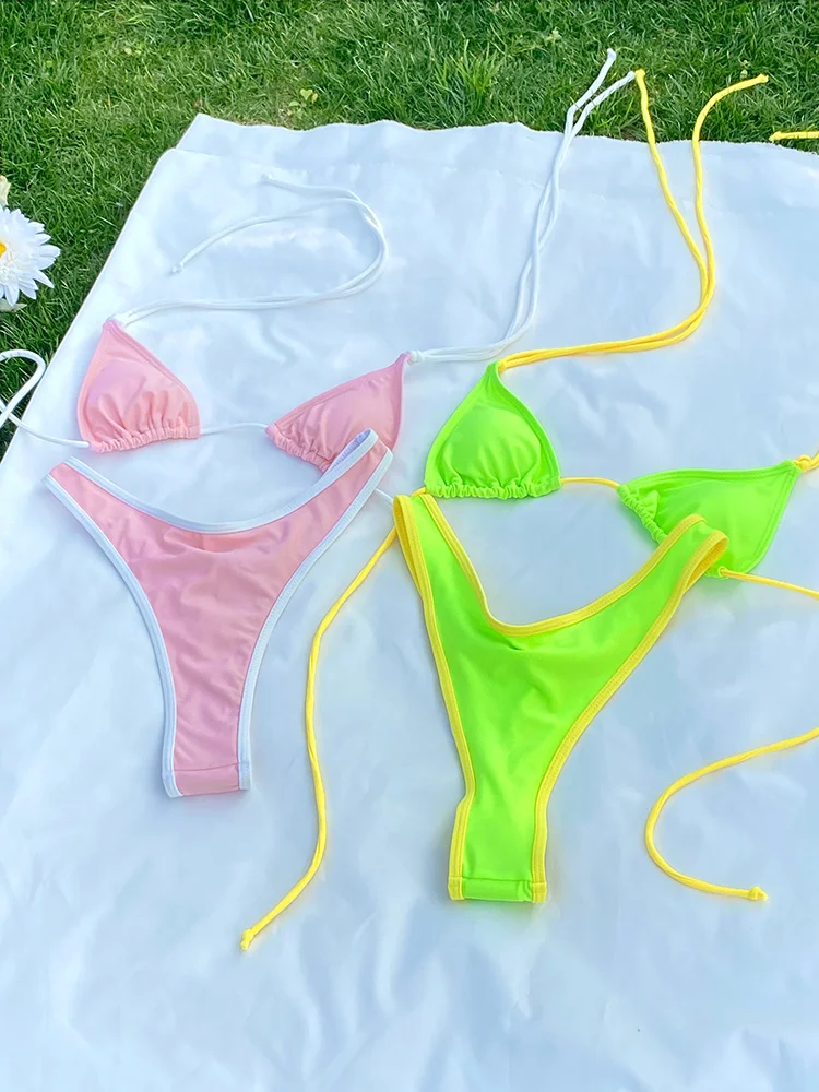 Seksowne Bikini 2024 strój kąpielowy strój kąpielowy strój kąpielowy strój kąpielowy kobiety Bikini stringi Biquini patchworkowe stroje kąpielowe