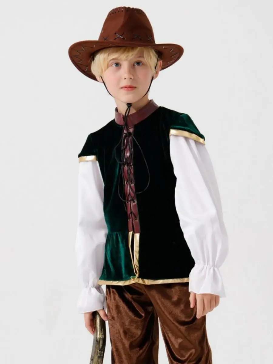 Novo traje medieval de performance de palco pirata role play roupas étnicas para crianças médias e grandes