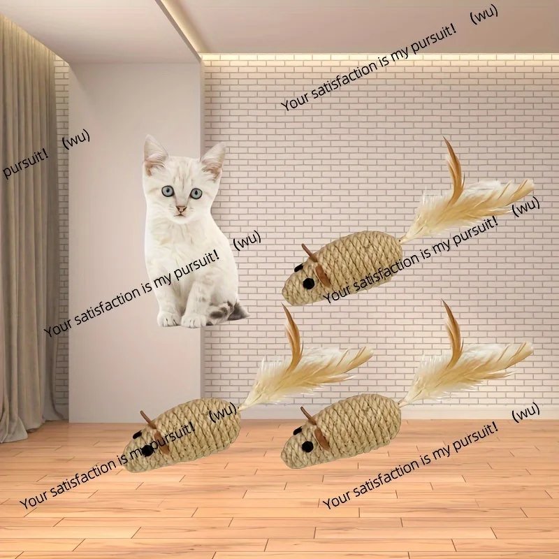 1/4 sisal fake mouse cat toy, anti-bite