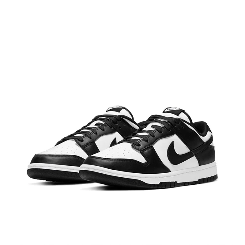 Original Nike Dunk Low Retro \'Black\' Men\'s Skateboarding Shoes Classic Unisex Black and White Panda Sneakers DD1391-100