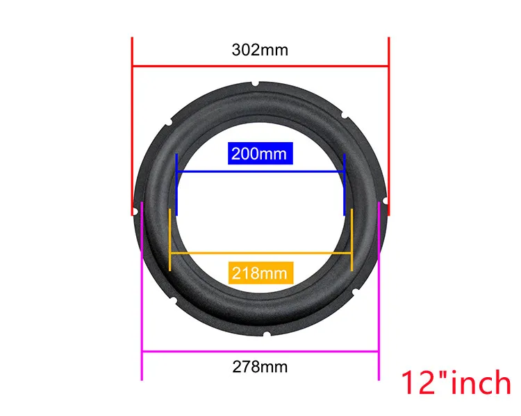8-calowy 10-calowy 12-calowy głośnik subwoofera Gumowa naprawa zawieszenia Akcesoria Gumowe wykończenie z karbem 197 mm 252 mm 302 mm 2 szt. — zdjęcie produktu 5
