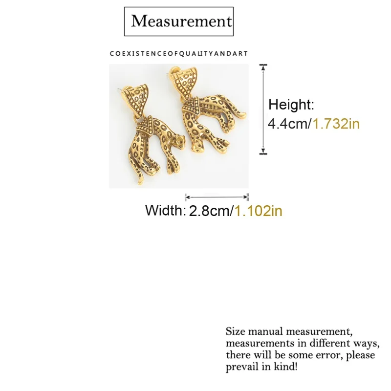 Vintage Carved Leopard Drop Earrings Antique Gold Color Luxury Designer Jewelry Wedding For Women Accessories Trends New In 2025