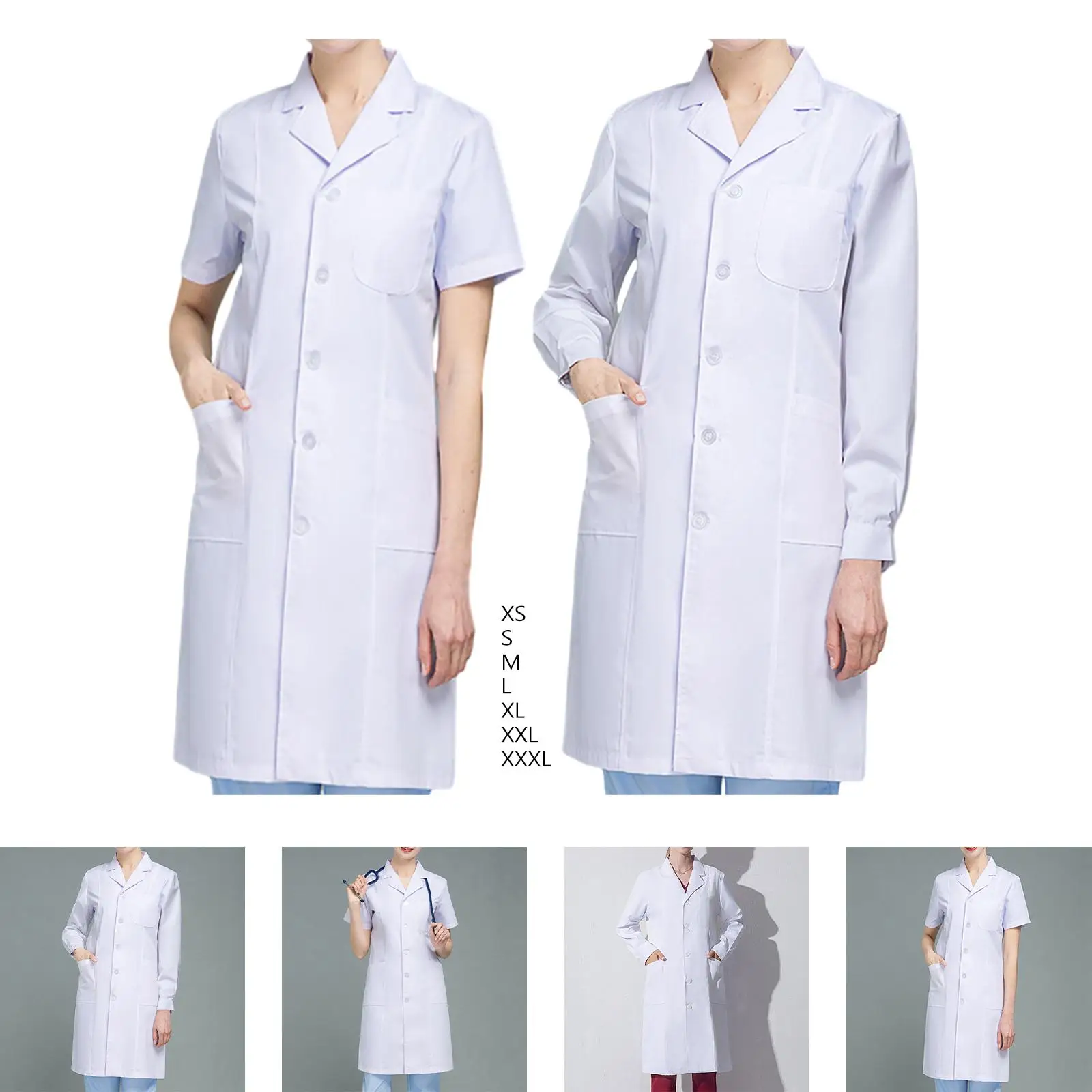 Lab Coat Uniform Soft Comfortable White Professional Laboratory Coat Workwear