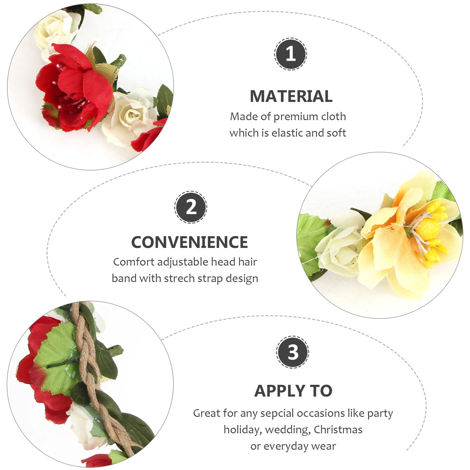 

2 Pcs Artificial Flower Headdress Wraps Girls Floral Headband for Headbands Roses