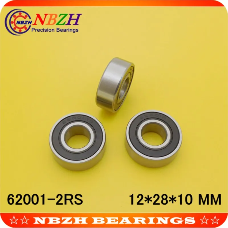 

10PCS Free Shipping Special bearings 62001 2RS 62001-2RS 12X28X10 12*28*10mm Double Shielded Deep Ball Bearings Large breadth