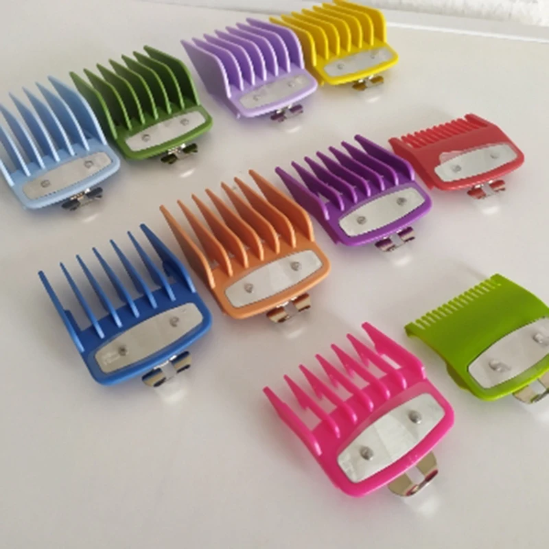 10 ชิ้นสําหรับ WAHL สีสันหวีคู่มือหลายขนาดโลหะจํากัดหวีผม Clipper ตัดเครื่องมือ