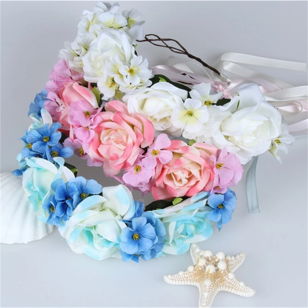 

Wreath Communion Hair Bands Bride Wedding Flower Crown Hair Accessories Women Gorgeous Flower Headbands Braided Hair Ornament