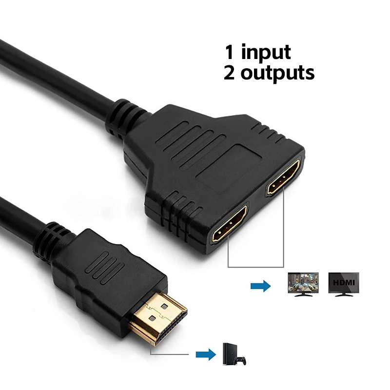 HDTV 1 in 2 1080P HDTV Splitter Adapter Male To 2 Female Head Adapter HD Male To Female Conversion Cable