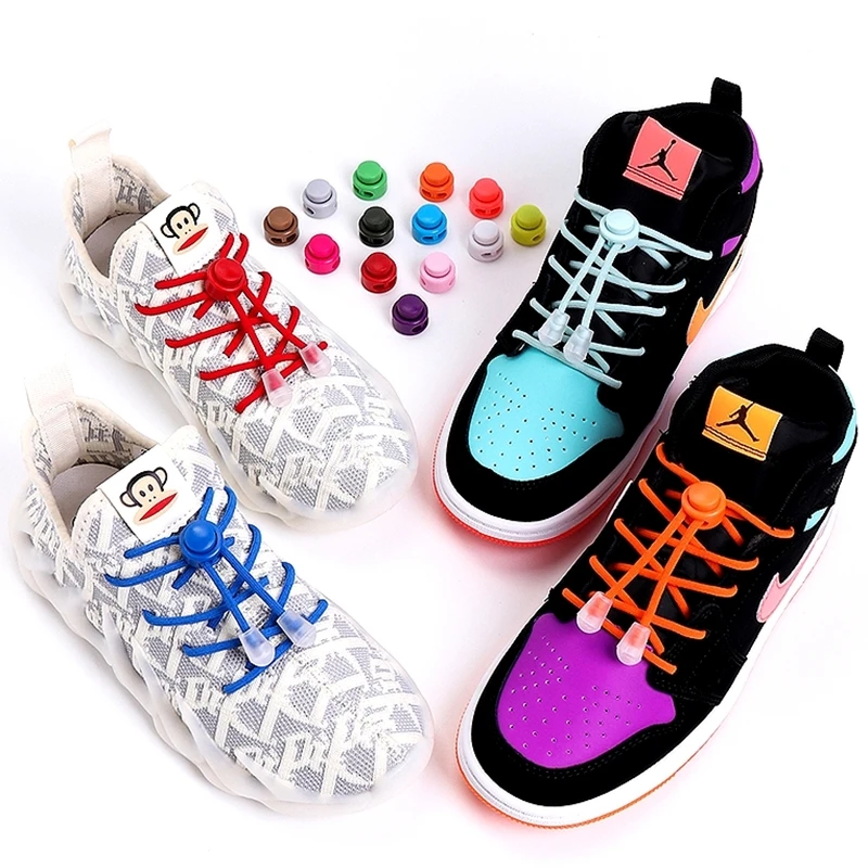 

Elastic No Tie Shoelaces Sneakers Round Lock laces Kids Adult Quick Shoe laces Rubber Bands lazy Shoeace Shoes accessories