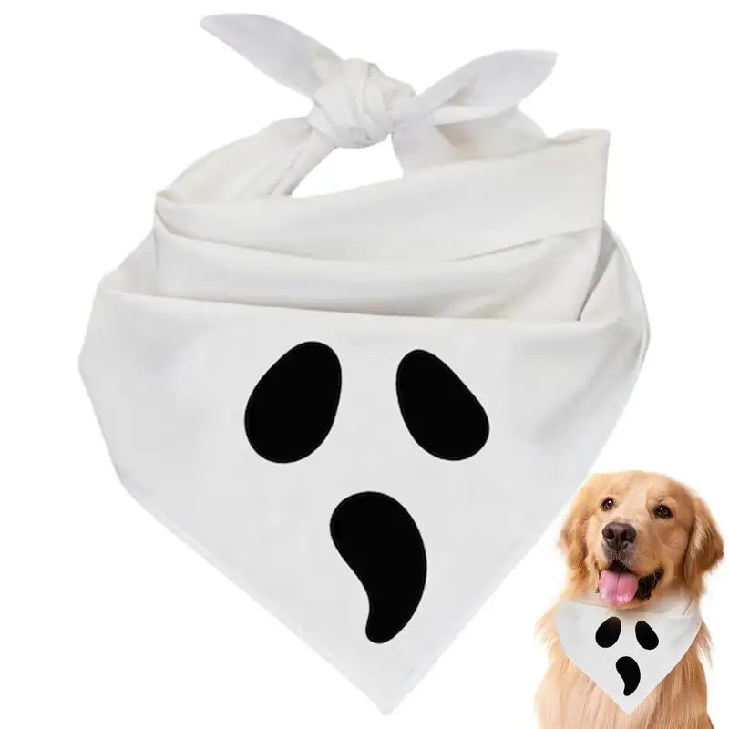 Funny Ghost Pet Bandana Pet Triangle Scarf Halloween Ghost Bandana Puppy Scarves Small And Medium Sized Dogs Bib Handkerchief