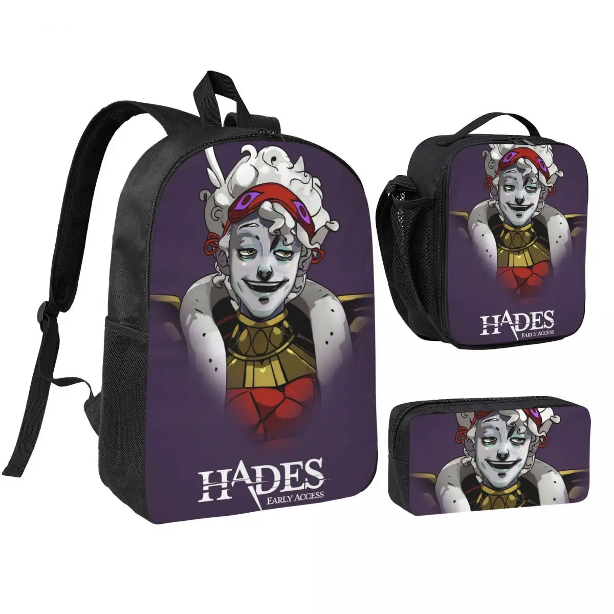 Role Playing Games Hades Backpack Student BookBag School Bag Shoulder Bags 3ps Insulated Lunch Bag Pencil Case