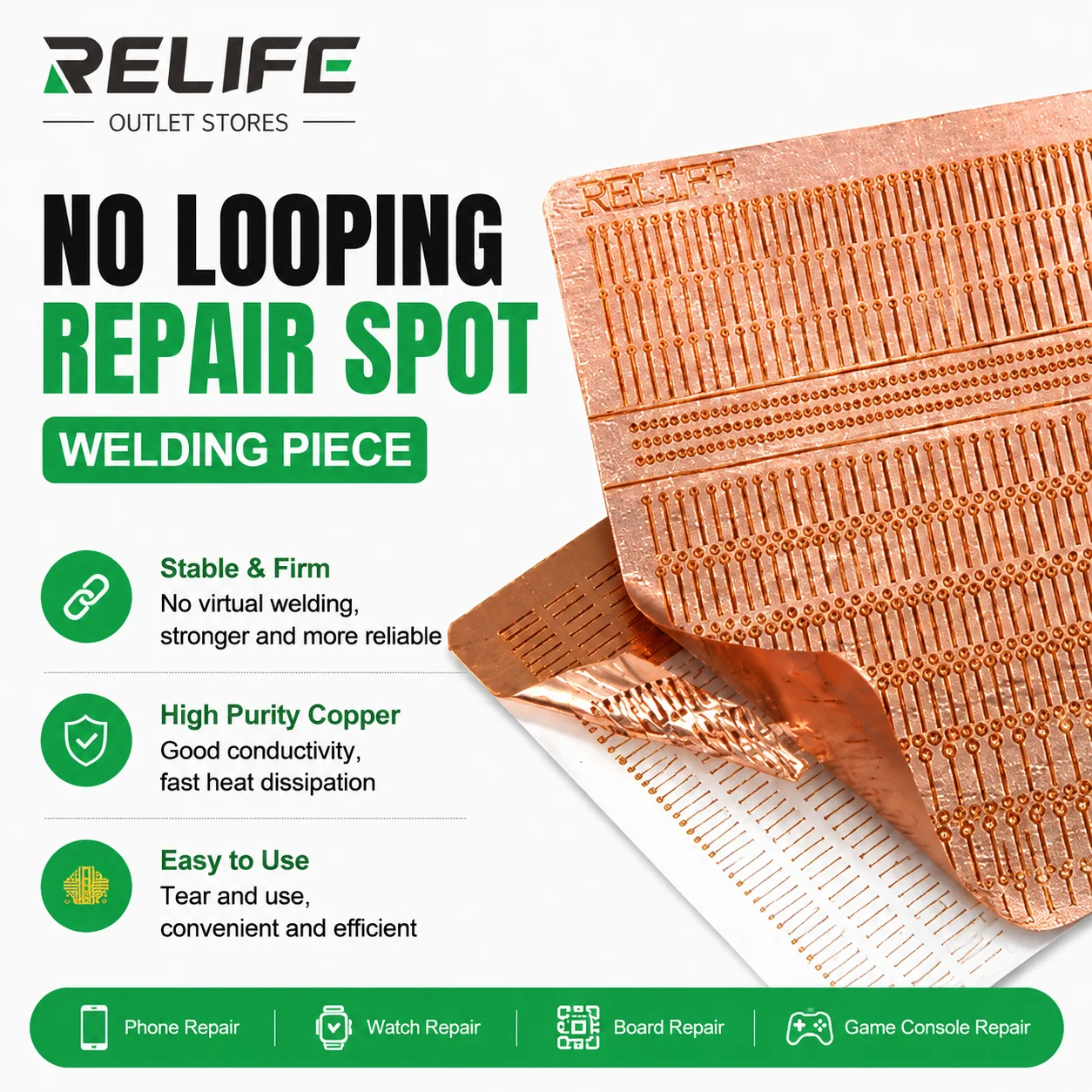 RELIFE RL-007GA Solder Point Repair Pad Quick Repair Welding Piece for Phone Jumper Wire Flywire Maintenance