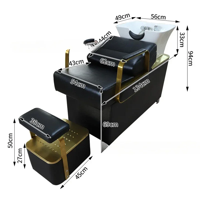 Barber Shop Flushing Bed for Hair Salon High-End Fashion Shop Hairdressing Shop Shampoo Chair Half Lying