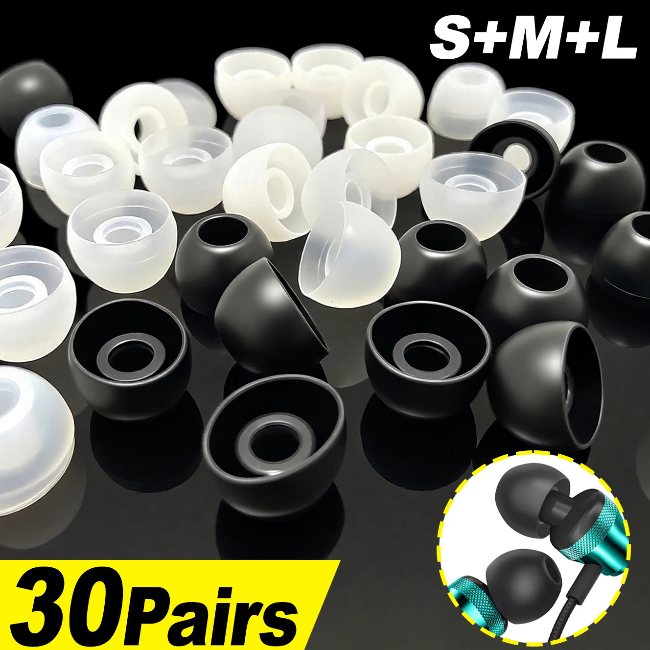 1-30 пар универсальных проводных наушников, беруши, мягкие силиконовые наушники-вкладыши, защитные колпачки для Sony, Huawei, Xiaomi, вкладыши для ушей 1-30 пар универсальных проводных наушников, беруши, мягкие силиконовые наушники-вкладыши, защитные колпачки для Sony, Huawei, Xiaomi, вкладыши для ушей