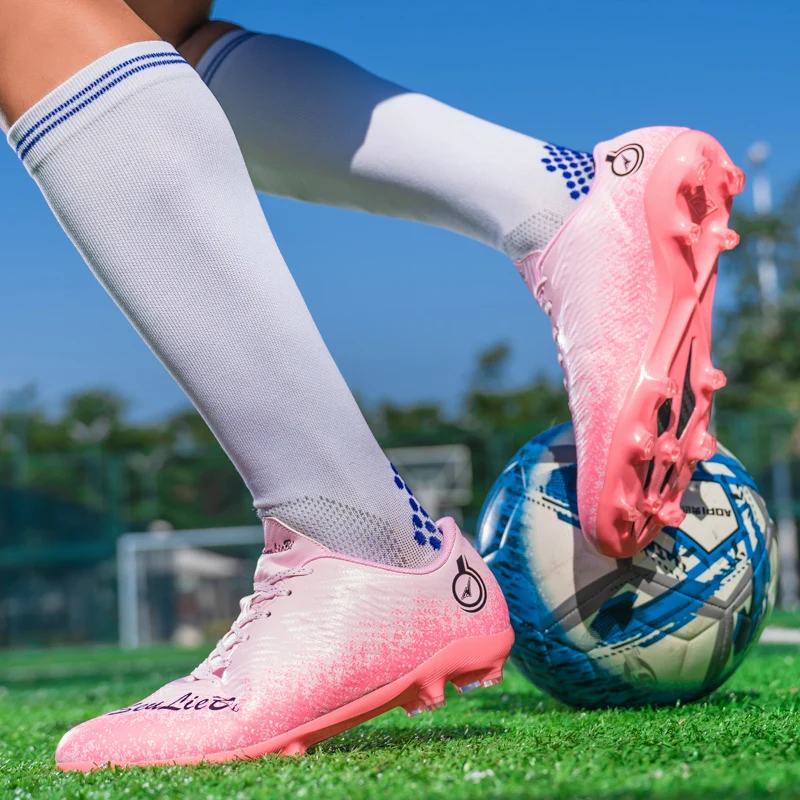 Firm Ground Soccer Cleats Boys Girls Athletic Outdoor Football Shoes, Mens Sport Flexible Athletic Lace Up Soccer ShoesSize33-46