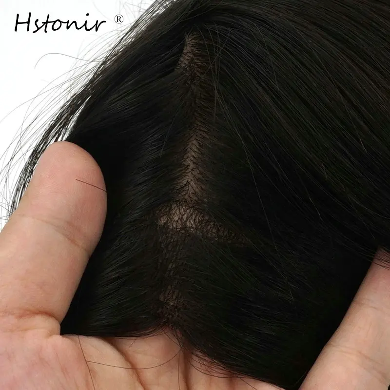 Hstonir M-koronkowa, jedwabna Top włosy indyjskie Remy Hair System poli powlekane mężczyzna peruka peruki z ludzkich włosów dla mężczyzn F koronki naturalna linia włosów H100