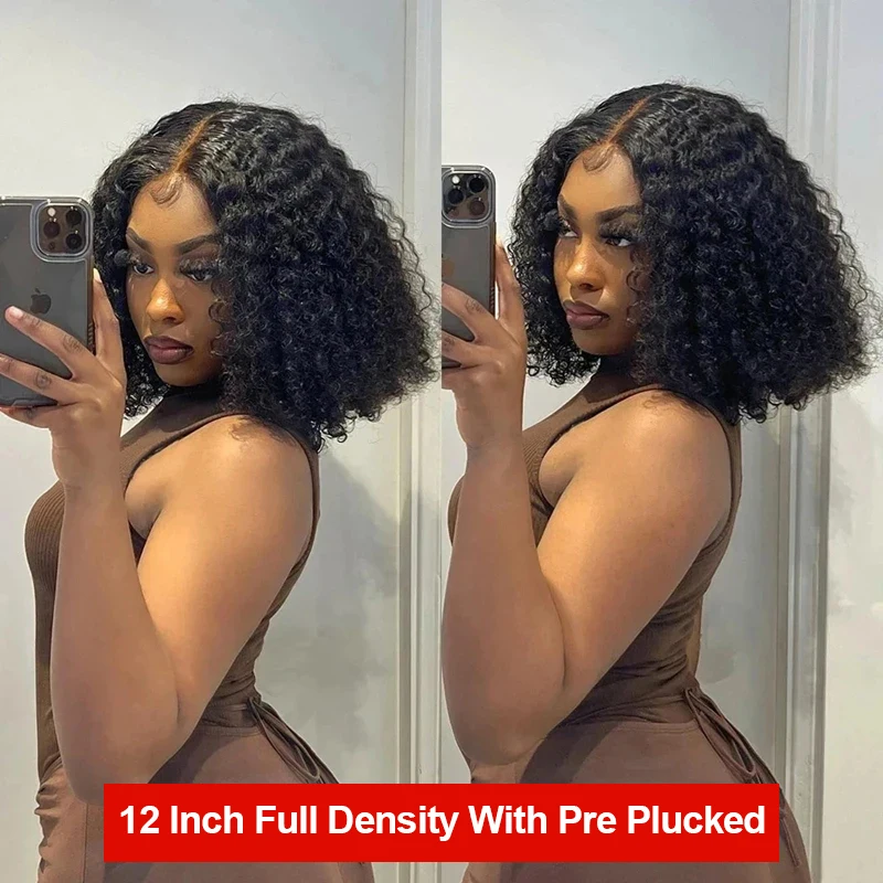 Curly Wig Human Hair 13x6 HD Lace Frontal Deep Wave Wig Ready To Wear Short Bob Wig 7x5 Glueless Wigs Lace Front Human Hair Wigs