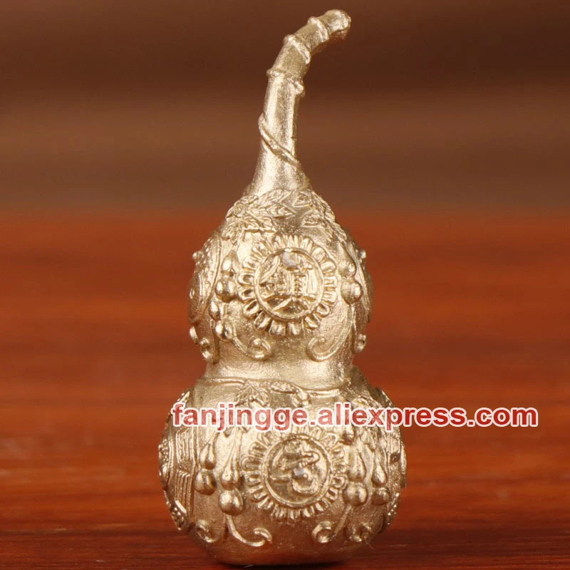Hu Lu Feng Shui Copper Bugua Gourd Interior Qrnaments Pendant Wu Lou Craft For Car Vintage Home Decoration Accessories
