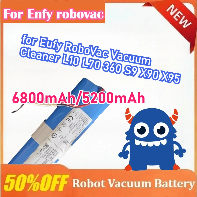 

6800mAh/5200mAh High Capacity Battery for Eufy RoboVac Vacuum Cleaner L10 L70 360 S9 X90 X95 Cleaning Robot Battery
