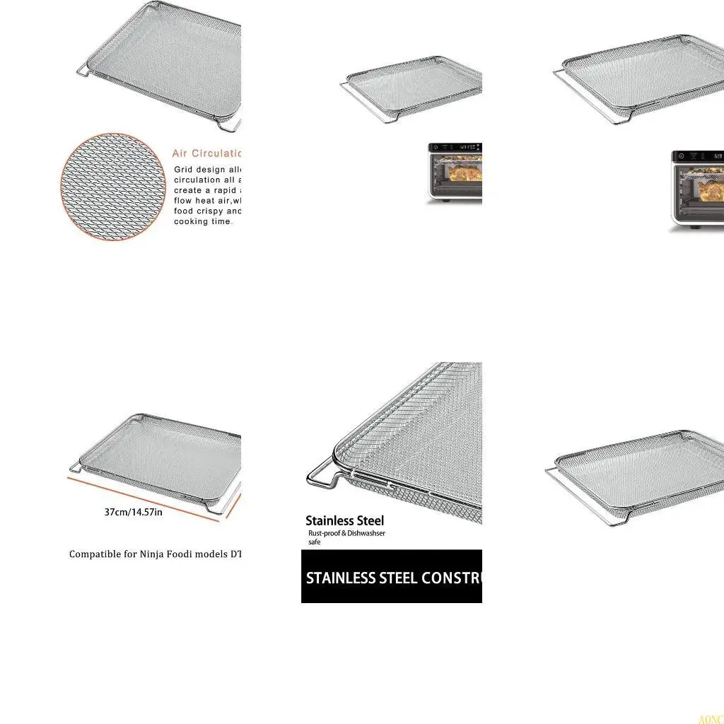 A0NC شبكات غير لاصقة شبكة الخبز مقلاة الهواء صينية رف سلكي سلة الشواية المعدنية مقلاة الهواء صينية فرن الخبز سلك الرف سهلة #1