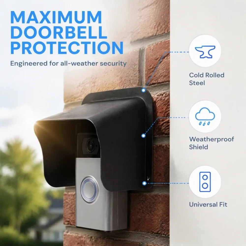 Weatherproof Doorbell Rain Cover Wider Deeper Preminum Outdoor Keypad Shield Metal Shell Keypad Protector Fingerprint Lock