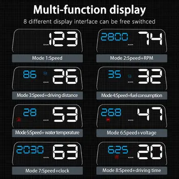 AD C500 HUD OBD Su Sıcaklığı Devir/Dakika Voltaj Alarmı Ayna Hız Göstergesi Araç Baş Üstü Ekranı Ön Cam Projeksiyon Cihazı Araç Güvenlik Alarmı 10 best sales Obd devir - №9