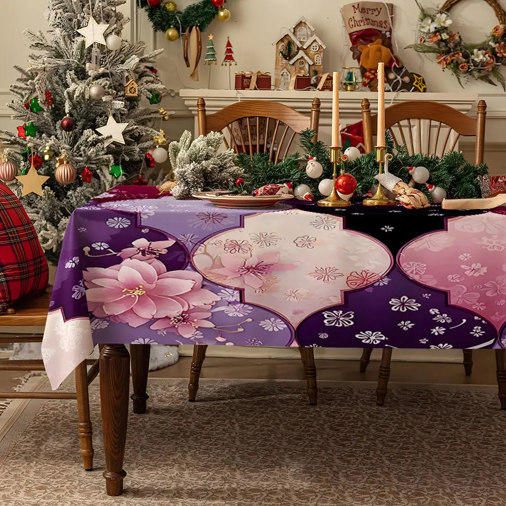 Purple Moonlit Hills Waterproof table cloth, splash-proof tablecloth, for party, Halloween, Christmas, dining, camping