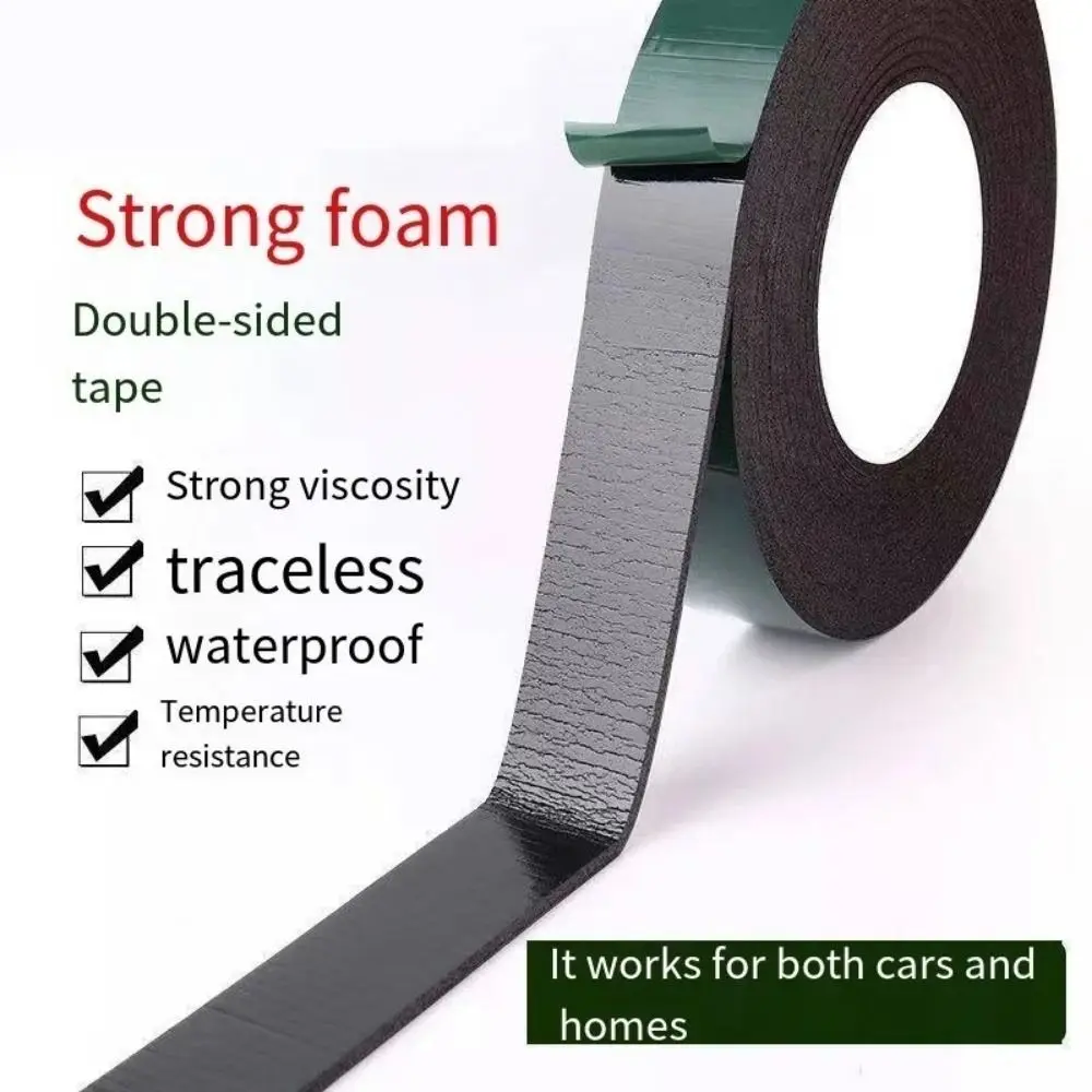 10M/Roll Green Film Black Double Sided Tape Strong Self Adhesive Multifunctional PE Foam Tape 10/20mm Width Sponge Strip