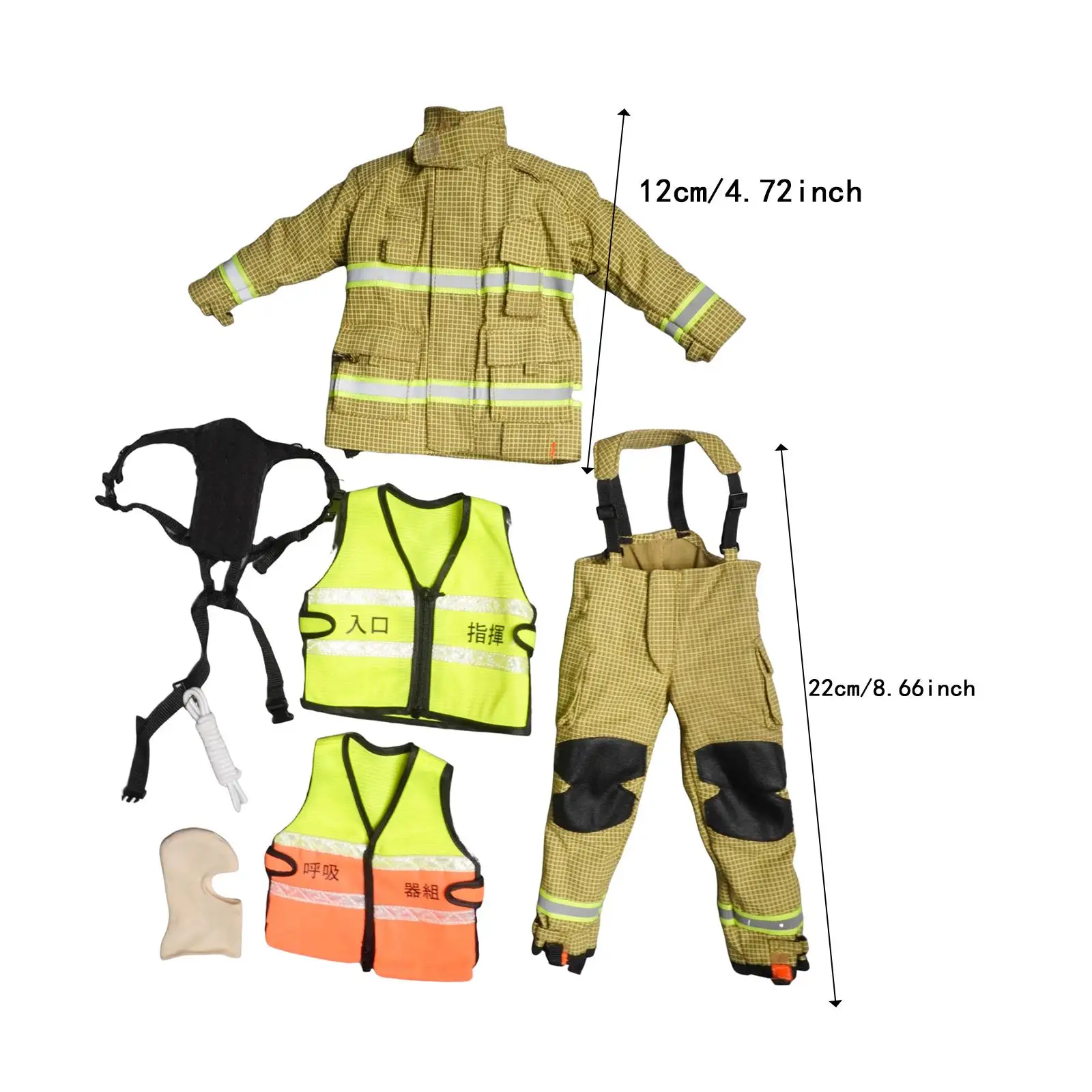 1:6 modelo bombeiro terno roupas cosplay traje de bombeiro realista