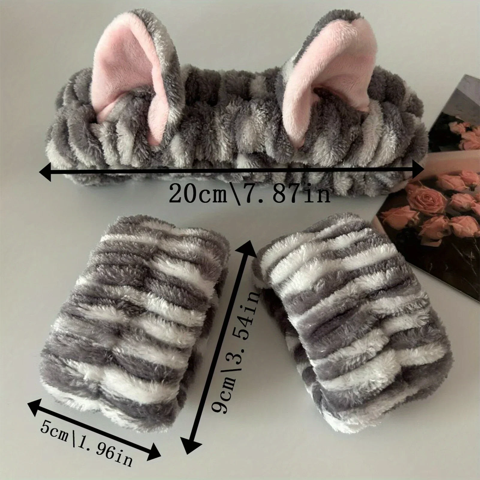 Cute Cat Ear Plush Headband Set Cartoon Cat Ear Plush Headband and Wristband Set Cute Animal Cat Ear Plush Headband Super Adorab
