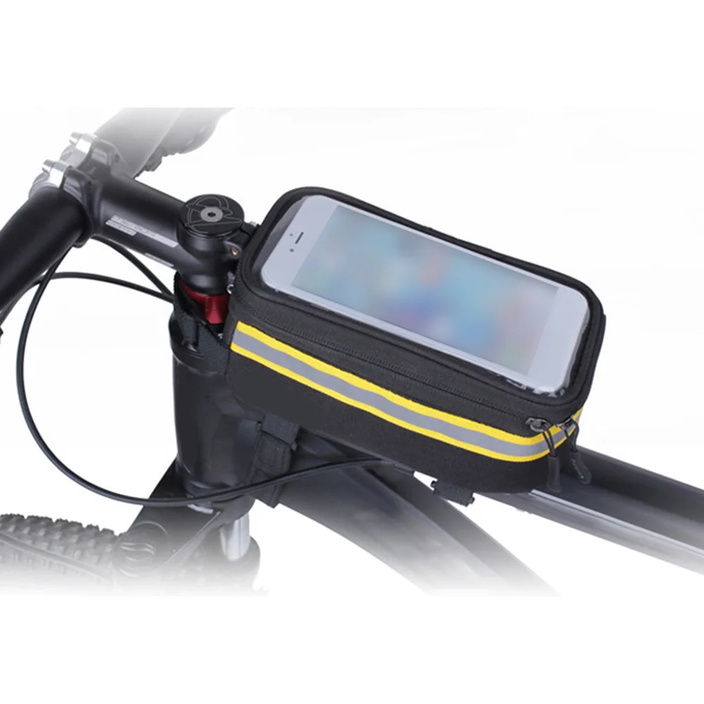 

Yellow S Waterproof Mountain Bike Saddle Bag Nylon Front Frame Head Tube Cycling Phone Mount Bag Bike Accessories