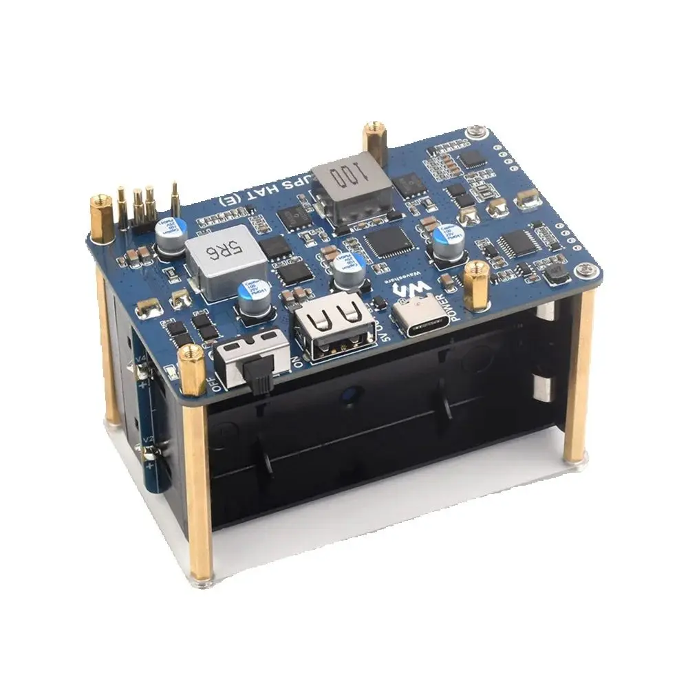 

UPS HAT Waveshare (E) для Raspberry Pi, поддерживает аккумуляторы 4×21700 Li (НЕ входит в комплект), двунаправленная быстрая зарядка, Pogo Pins