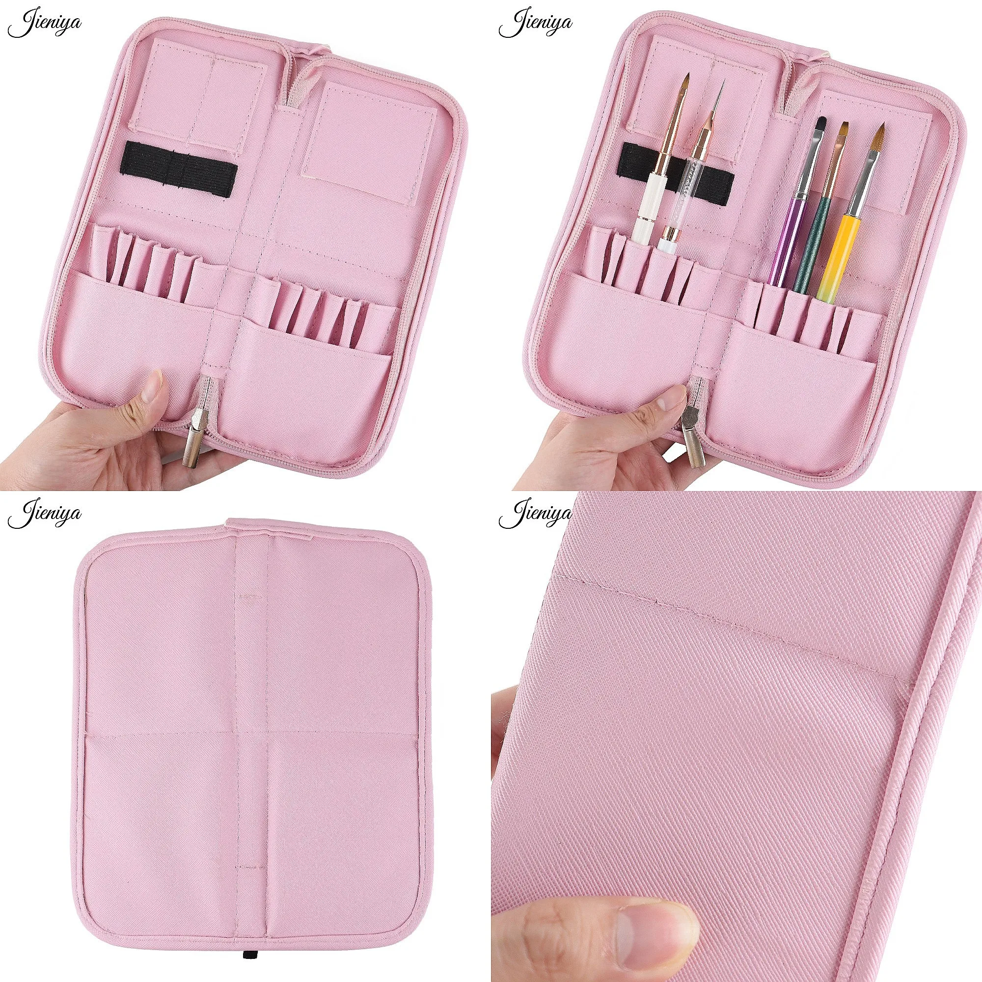 Professional Nail Art Storage Bag 12Pcs Pink Nail Supplies Travel Kit with Pen Holder