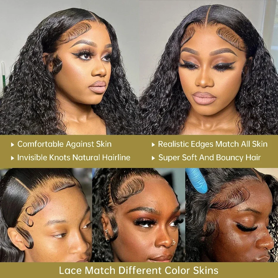 200% Deep Wave Lace Frontal Wig 13x6 HD Lace Frontal Wigs For Women Brazilian Water Wave 13x4 HD Curly Lace Front Human Hair Wig