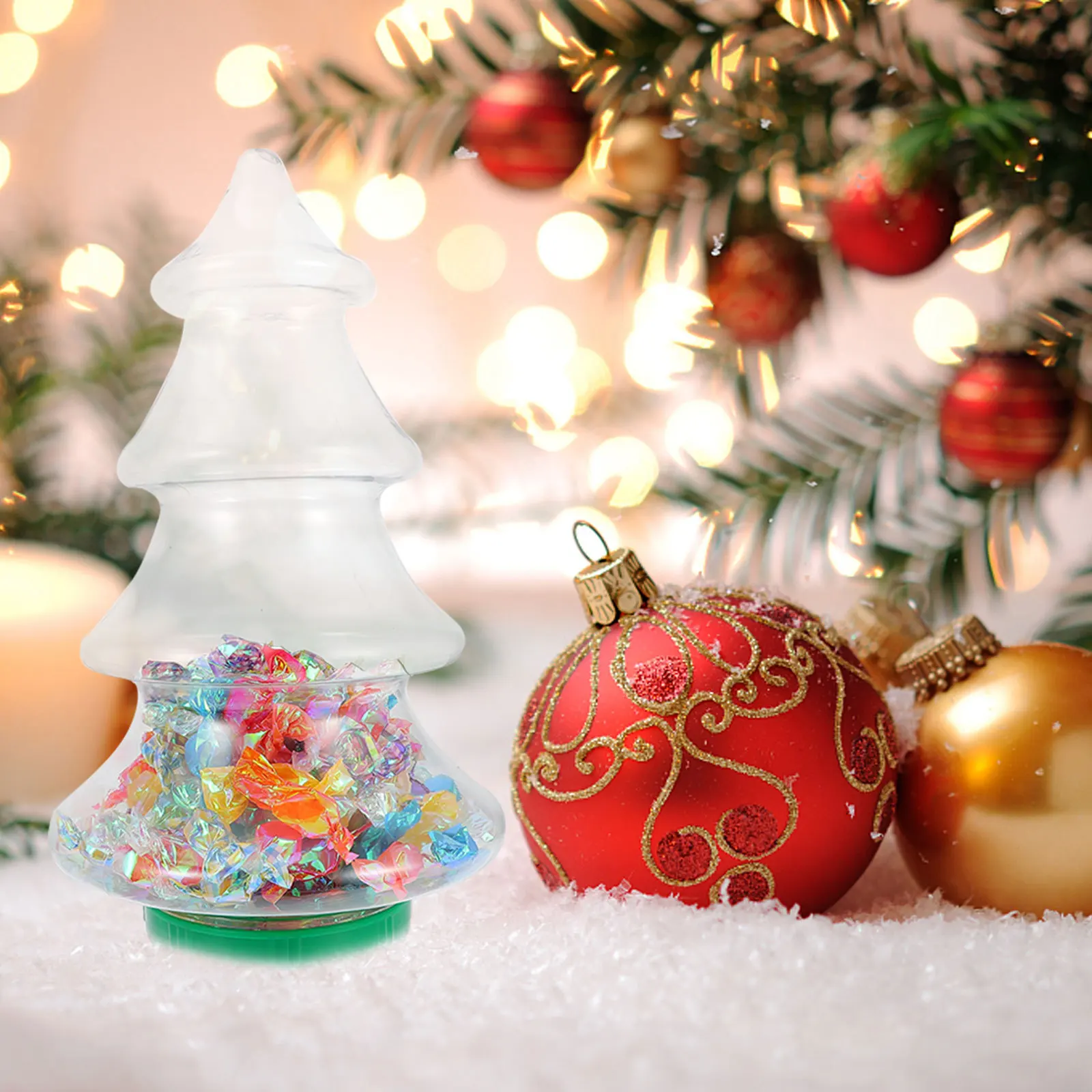 

2Pcs Candy Storage Bottles Christmas Tree Shaped Packing Bottle for Christmas Party Gift Chocolate Cookies Candy Bottle