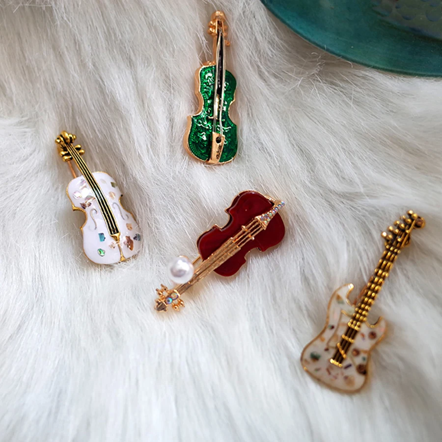 Fashion Musical Instruments  Guitar Violin Cello Piano  for Women Girl Kids Collar Brooch Cap Backpack Suit Pin- - view 3