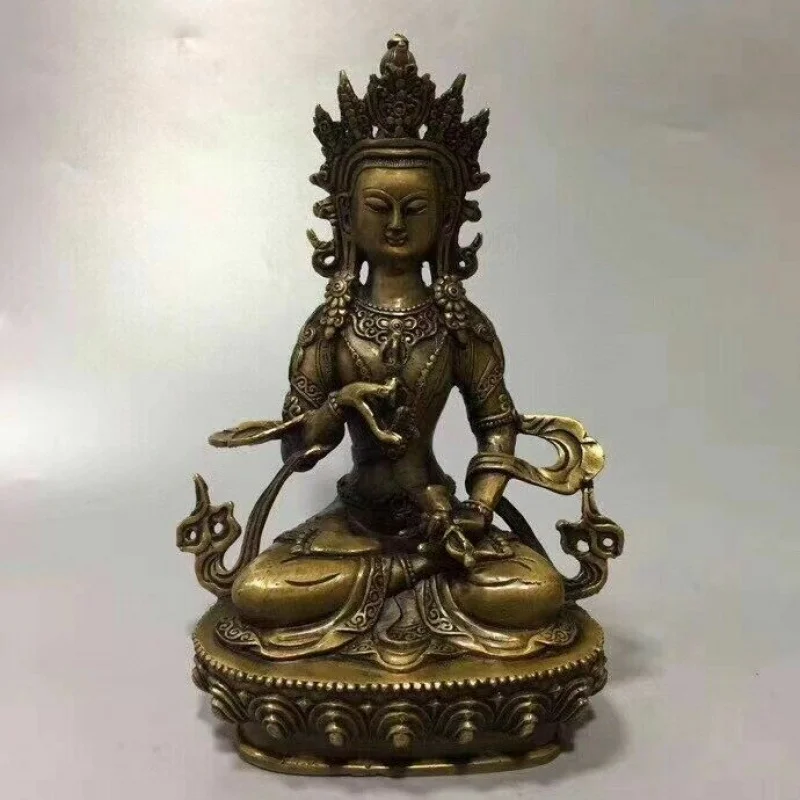 

8'' China Antique Buddha Statue Old Brass Kwan-yin Guanyin Statue