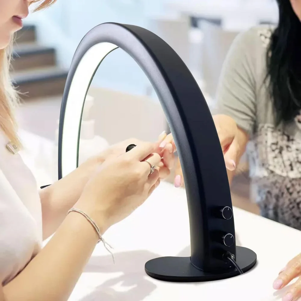 

Half Moon Light for Nail Desk, 29 in Moon Light Nail Tech, Half Moon Nail Lamp with Stepless Dimming and 3 Color Temperature