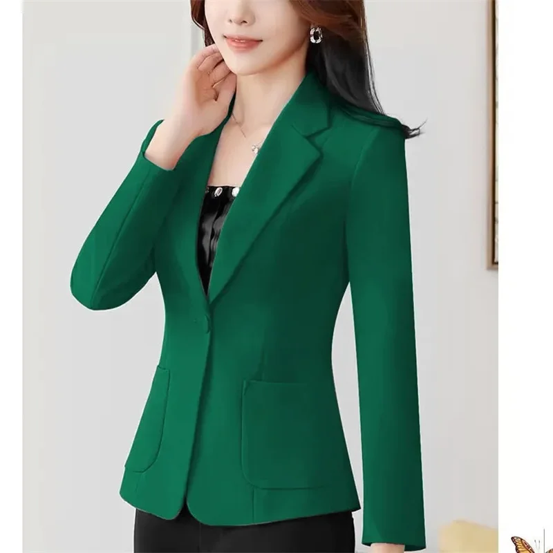 Chaqueta elegante con muescas para mujer, abrigo informal ajustado coreano, traje de moda, novedad de otoño, 2024