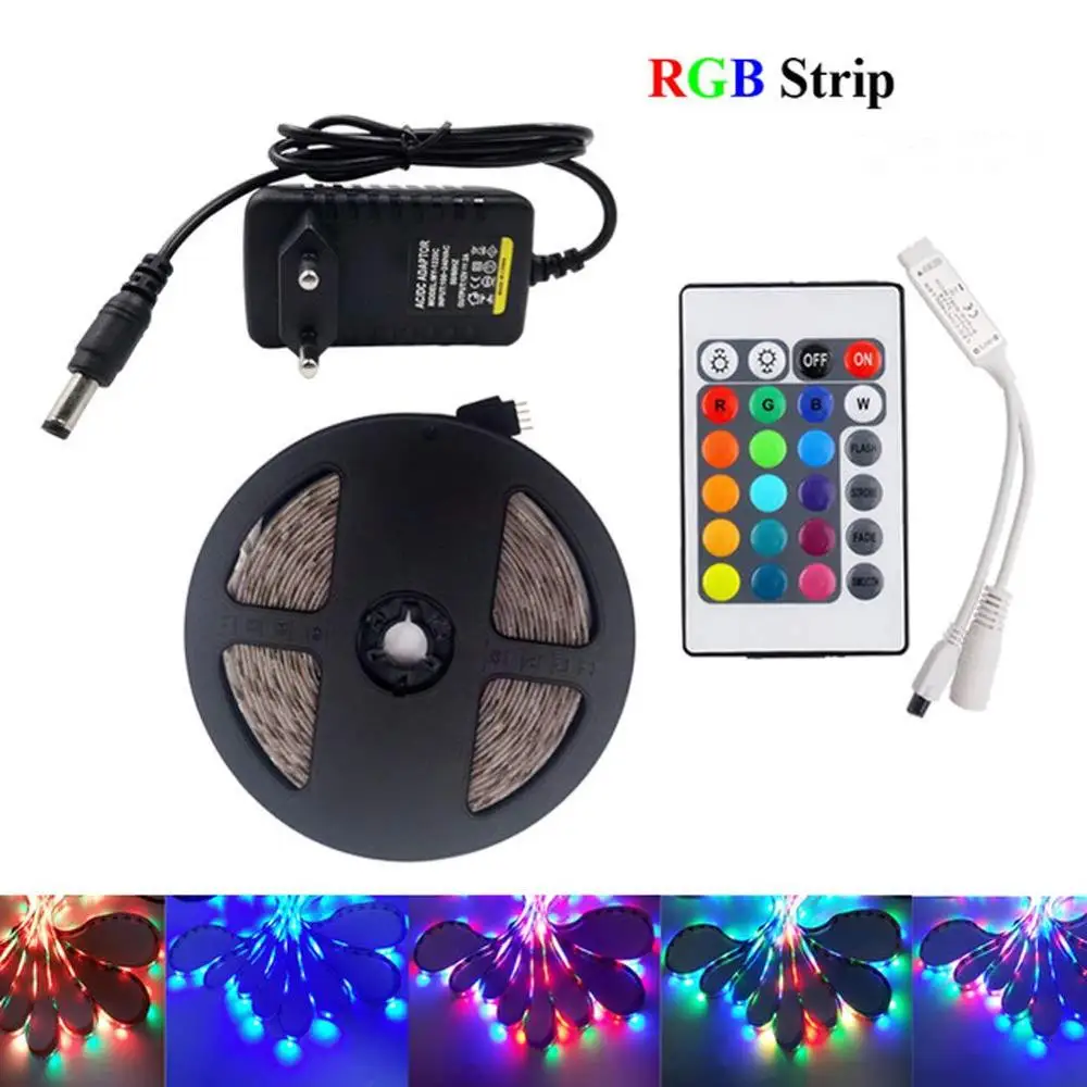 5M 10M 15M 5050 Led Strip DC12V RGB Flexible Tape Led Ribbon Led Strip Light With IR Remote For Home Kitchen Christmas Party Dec