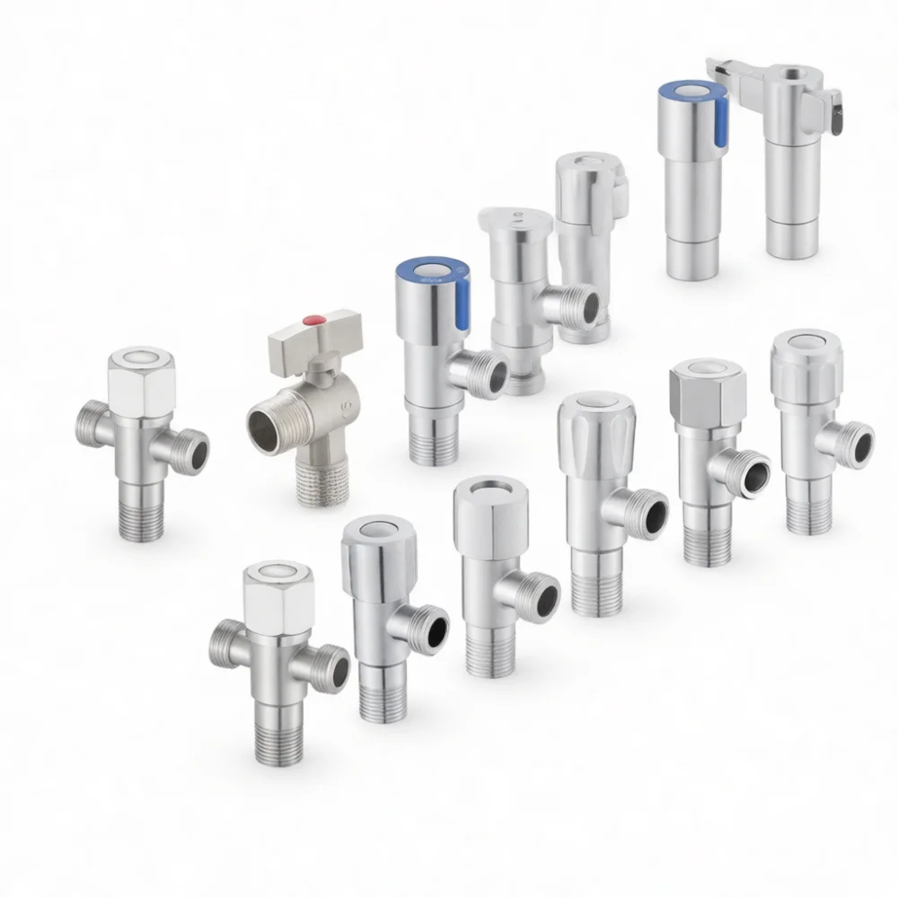 Multi Functional Dual Control Angle Valve Stainless Steel Brass Core Water Stop Valve For Bathroom Sink Kitchen Water Heater