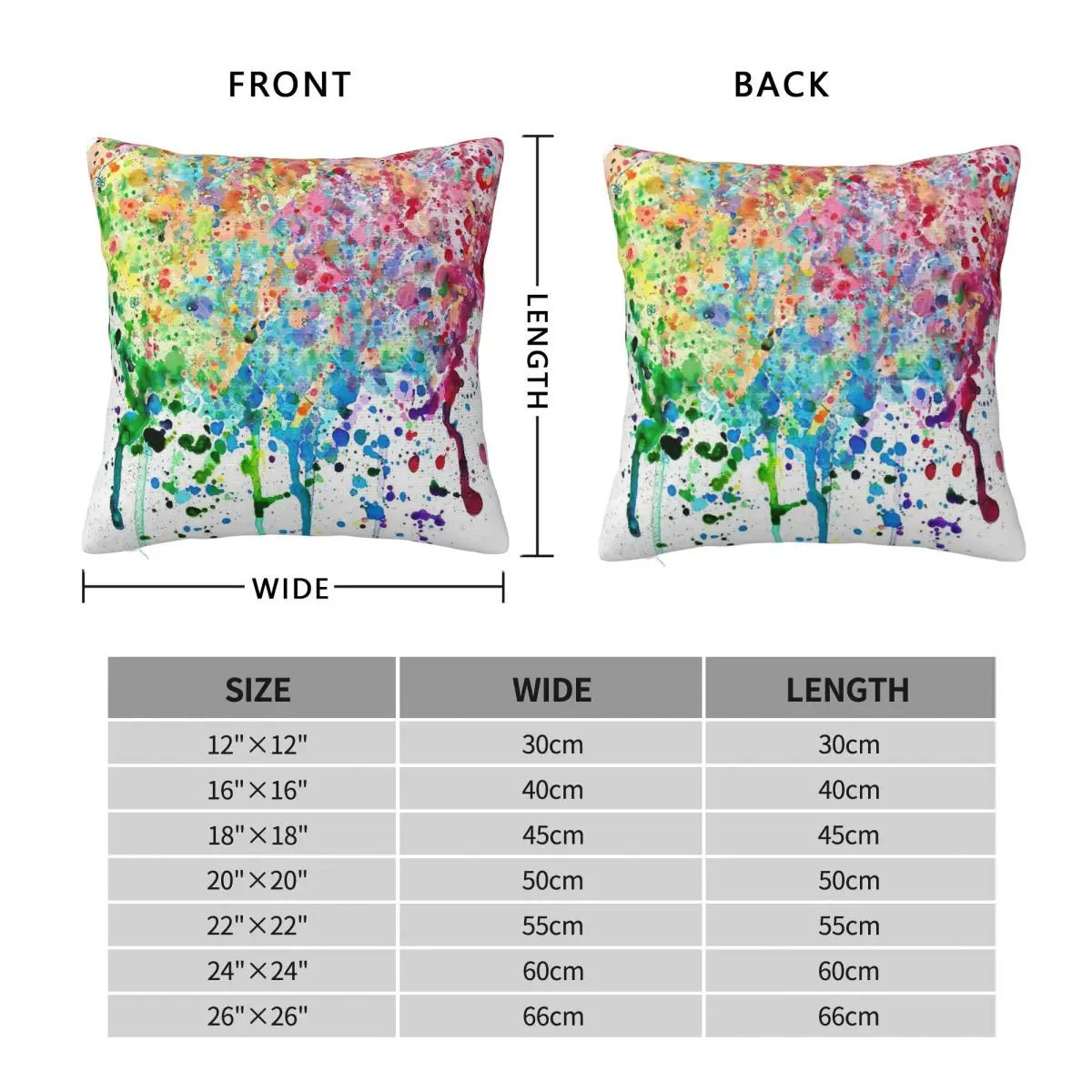 Rainbow Paint Splatter Drip Square Pillowcase Polyester Linen Velvet Creative Decor Throw Pillow Case Room Cushion Case 45x45