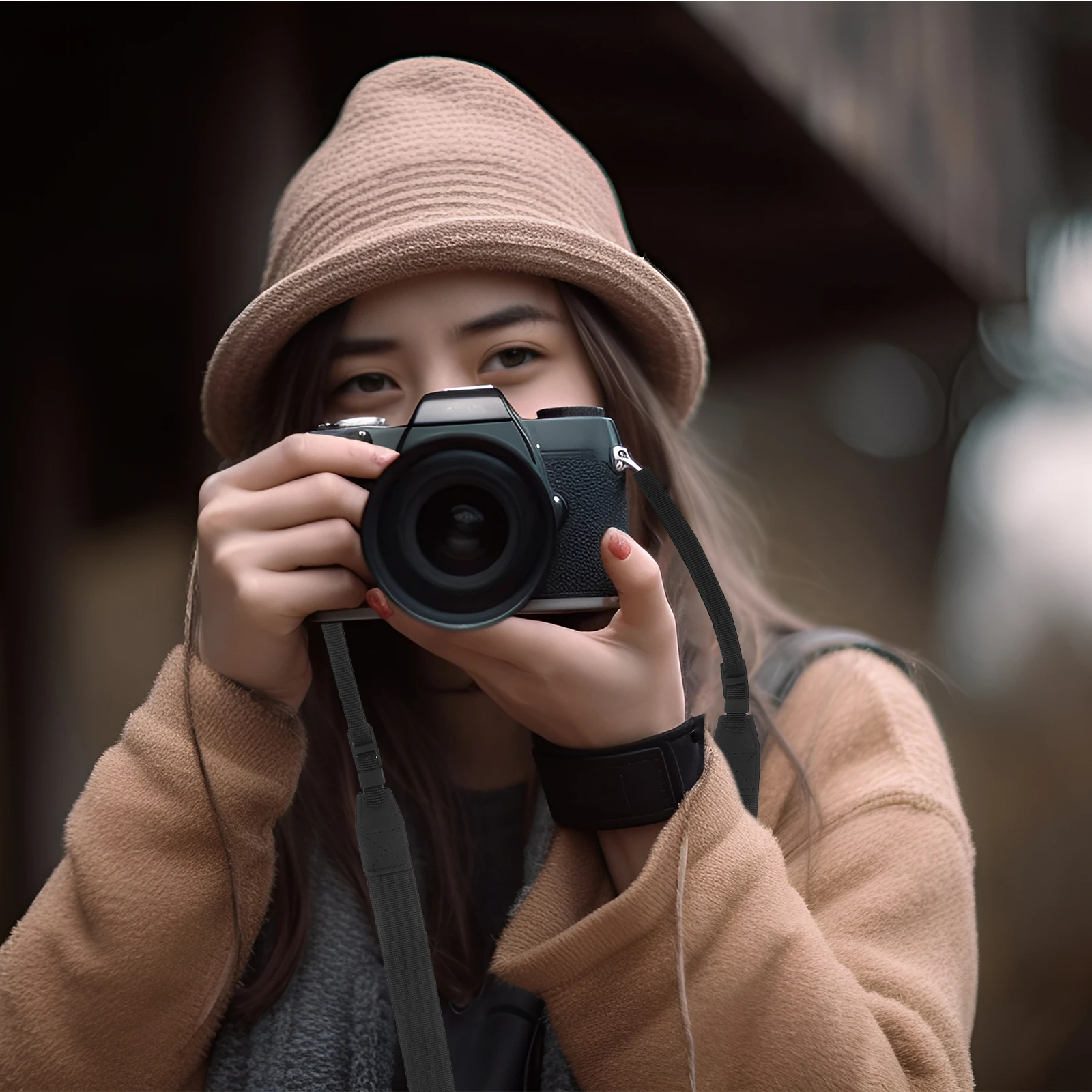 

Adjustable Universal Camera Strap Lightweight Ergonomic Design Black Compatible Most Cameras Portable Shoulder Sling